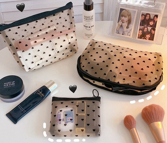 Stylish Portable Mesh Cosmetic Bag for Ladies