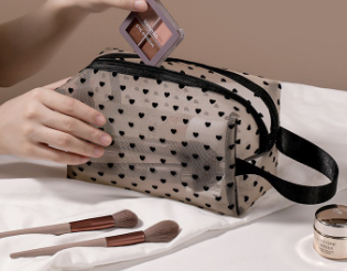 Portable Mesh Cosmetic Organizer Bag for Travel
